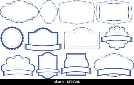 Ilustration of a set of blue labels Stock Vector