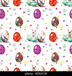 Illustration of an Easter Sunday seamless design on a white background Stock Vector