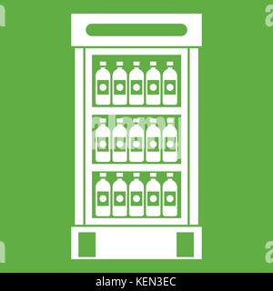 Fridge with refreshments drinks icon green Stock Vector