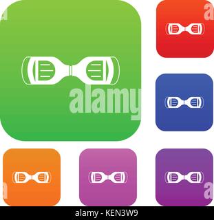 Hoverboard gyro pod top view set color collection Stock Vector