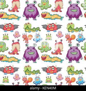 Illustration of a seamless monsters Stock Vector
