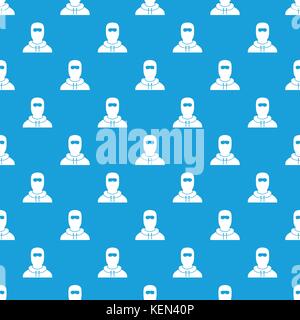 Man in balaclava pattern seamless blue Stock Vector