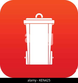 Garbage bin icon digital red Stock Vector