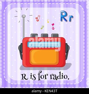 Illustration of a letter R is for radio Stock Vector