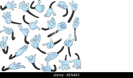 Illustration of hand with different gestures Stock Vector