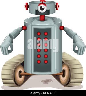 Illustration of a robot with red buttons on a white background Stock Vector