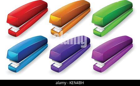 Illustration of a set of staplers Stock Vector
