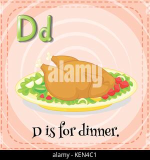 Illustration of a letter D is for dinner Stock Vector