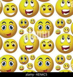 Illustration of seamless happy faces Stock Vector