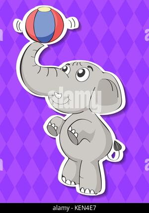 illustration of an elephant with a ball Stock Vector