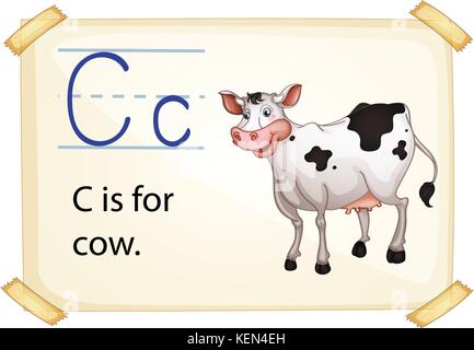 Illustration of alphabet C is for cow Stock Vector