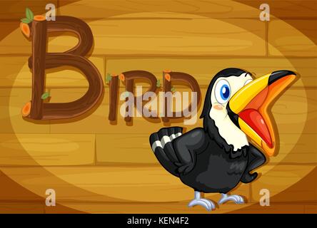 Illustration of a frame with a bird Stock Vector