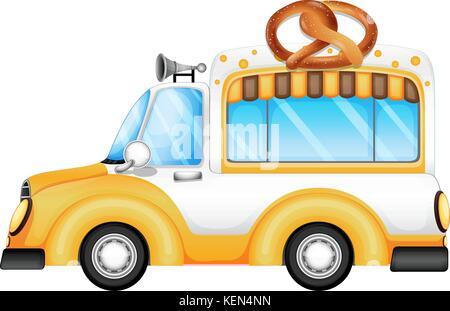 Illustration of a vehicle selling bread on a white background Stock Vector