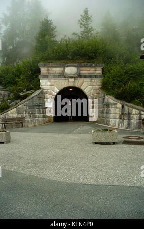 AJAXNETPHOTO. 25TH JUNE, 2014. BERCHTESGADEN, GERMANY. - ENTRANCE TO THE TUNNEL LEADING TO THE GOLDEN LIFT; THE ONLY WAY IN TO KEHLSTEINHAUS. PHOTO:TONY HOLLAND/AJAX REF:DTH142506 810 Stock Photo