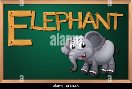 Illustration of a blackboard with an elephant Stock Vector