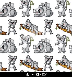Illustration of a seamless koala Stock Vector