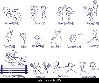 Illustration of variety of sports Stock Vector
