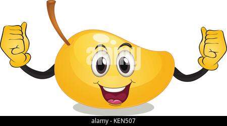 Illustration of a single mango with face Stock Vector