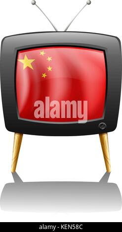 Illustration of a TV with the flag of China on a white background Stock Vector