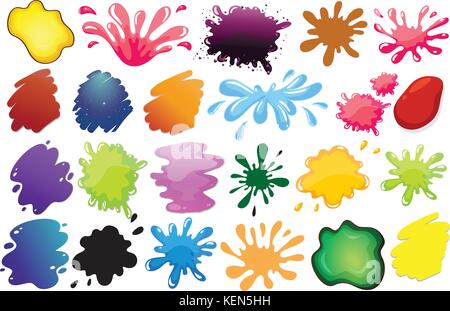 Illustration of the painting ink splashes on a white background Stock Vector