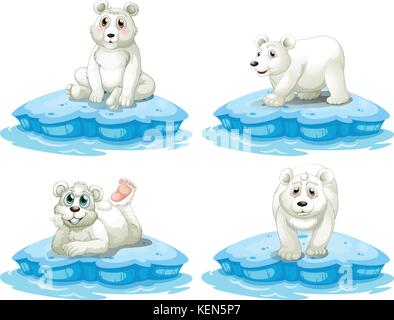 Isolated picture of polar bears on ice illustration Stock Vector Image ...