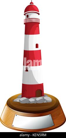 Illustration of a tower decor with an empty label on a white background Stock Vector