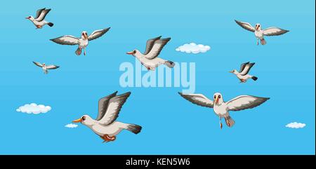 illustration of seagulls flying in the sky Stock Vector