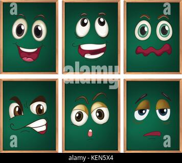 Illustraion of chalckboard with expressions Stock Vector