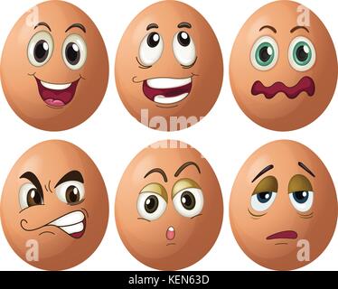 Illustration of egg with expressions Stock Vector