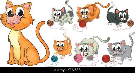 Illustration of cats and kittens Stock Vector