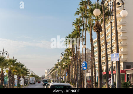 Finikoudes promenade in early morning - Larnaca, Cyprus Stock Photo