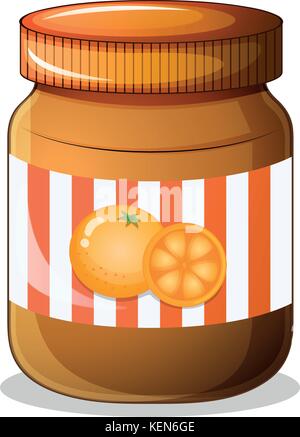 Illustration of a bottle of orange jam on a white background Stock Vector