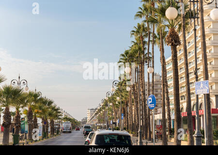 Finikoudes promenade in early morning - Larnaca, Cyprus Stock Photo