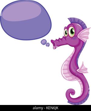 Illustration of a seahorse with thinking bubble Stock Vector