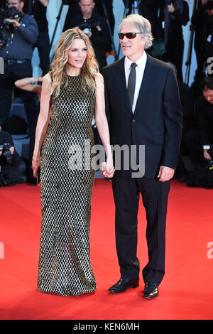 Michelle Pfeiffer and David E. Kelley attend the premiere for Mother during the 74th Venice Film Festival in Venice, Italy. © Paul Treadway Stock Photo