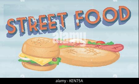 Street food poster vintange style Stock Vector