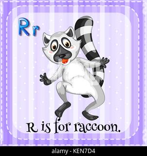 Illustration of a letter R is for raccoon Stock Vector