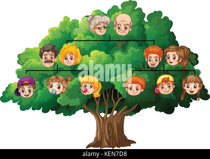 Illustration of a completed family tree Stock Vector