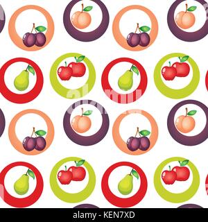 Illustration of a seamless design with fruits on a white background Stock Vector
