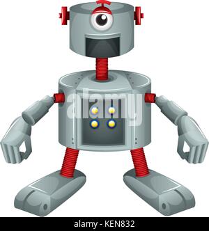Illustration of a grey robot on a white background Stock Vector
