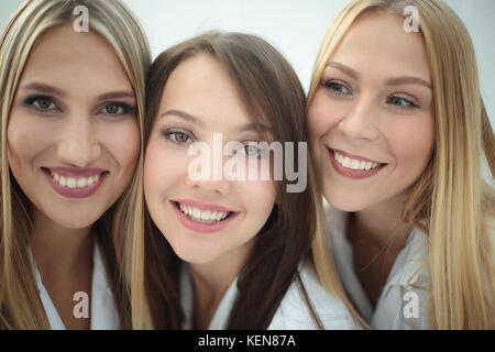 closeup portrait of three nurses. Stock Photo