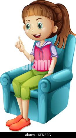 girl sitting on bed cartoon clipart