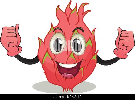 Illustration of a dragon fruit with face Stock Vector