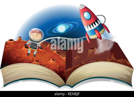 Illustration of an astronaut flying in the space Stock Vector