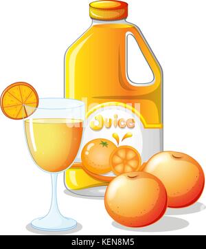 Illustration of an orange juice on a white background Stock Vector