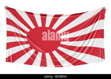 War flag of the Imperial Japanese Army hanging on the wall, 3D rendering Stock Photo