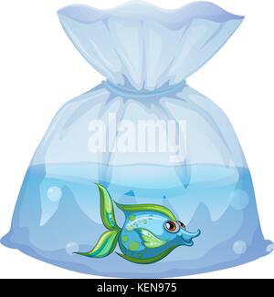 Illustration of a plastic pouch with a fish on a white background Stock  Vector Image & Art - Alamy