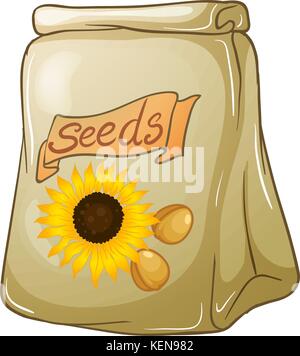 Illustration of a pack of sunflower seeds on a white background Stock Vector