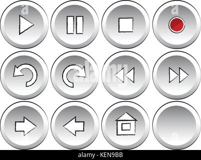 Icons and buttons for electronic equipments Stock Vector