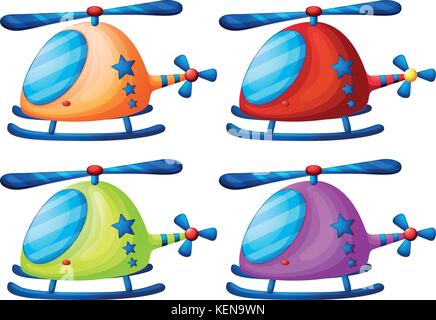 Illustration of a set of helicopters Stock Vector